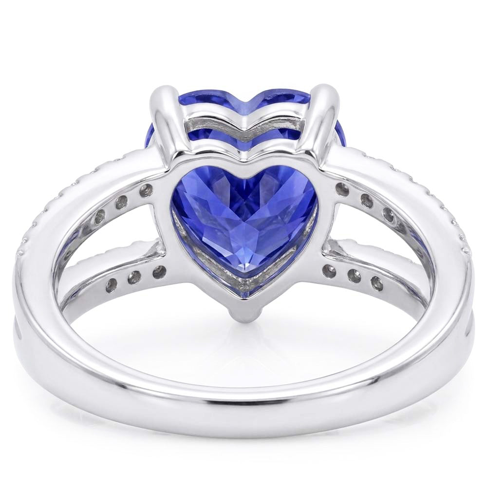 Heart Gemstone Light Blue Sapphire Ring Double Shank Natural Earth Mined Diamonds 4 Carats