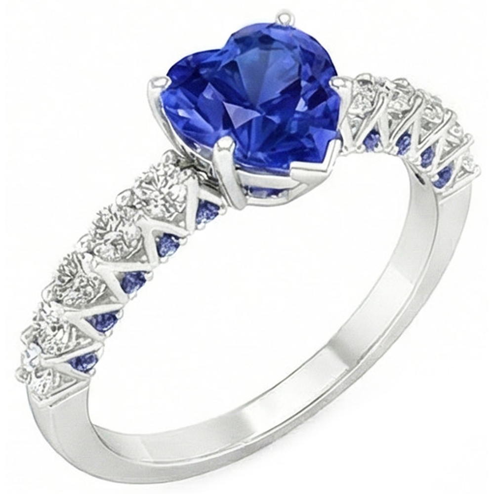 natural round sapphire 2.50ct ring front view