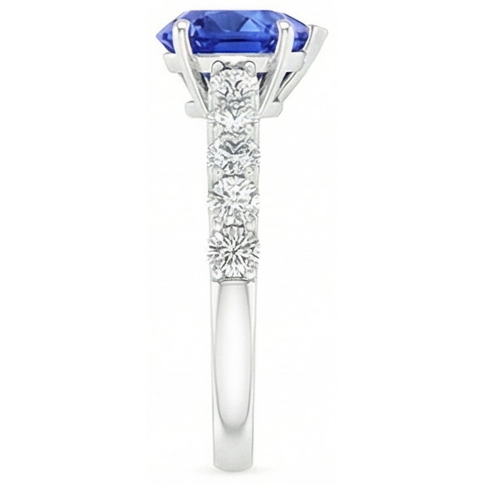 natural round sapphire 2.50ct ring top view