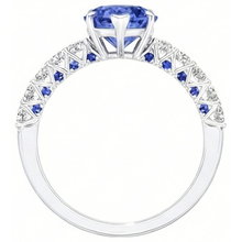 natural round sapphire 2.50ct ring profile view