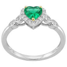 Heart Shape Colombian Emerald ring in 14 Karat Two Tone Gold – angle view