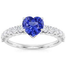 Heart Gemstone Ring Light Blue Sapphire & Pave Set Natural Earth Mined Diamond 3 Carats