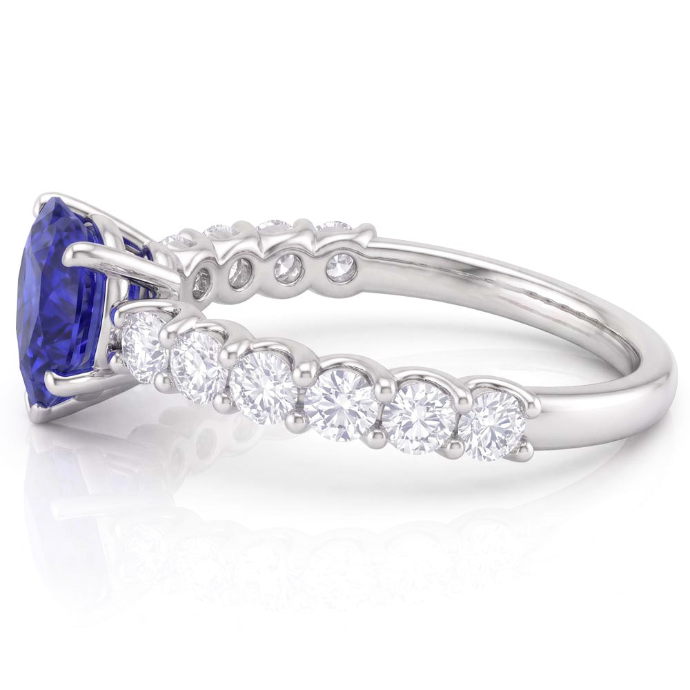 Heart Gemstone Ring Light Blue Sapphire & Pave Set Natural Earth Mined Diamond 3 Carats