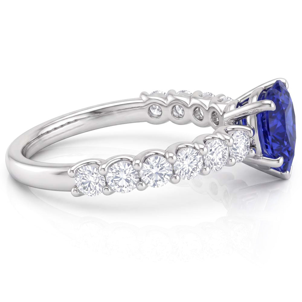 Heart Gemstone Ring Light Blue Sapphire & Pave Set Natural Earth Mined Diamond 3 Carats