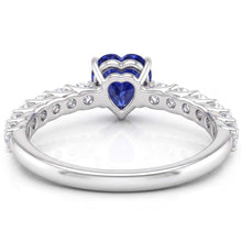 Heart Gemstone Ring Light Blue Sapphire & Pave Set Natural Earth Mined Diamond 3 Carats