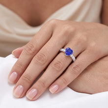 Heart Gemstone Ring Light Blue Sapphire & Pave Set Natural Earth Mined Diamond 3 Carats