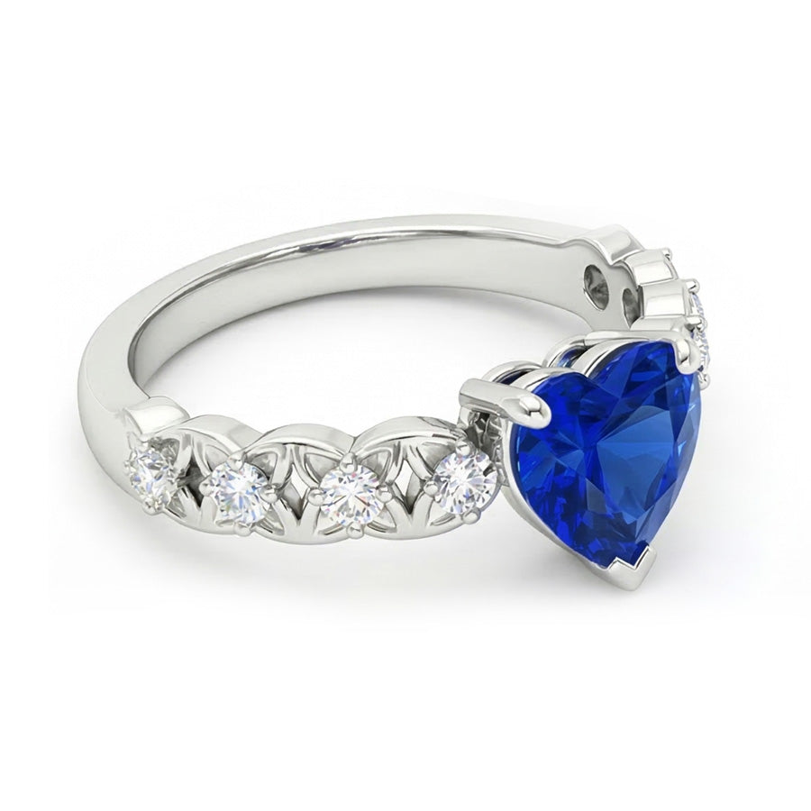 natural round sapphire 2.50ct ring close up detail