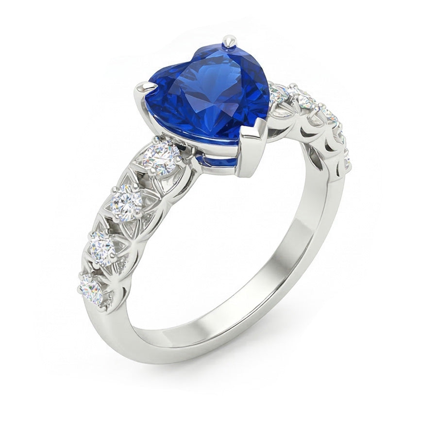 natural round sapphire 2.50ct ring front view