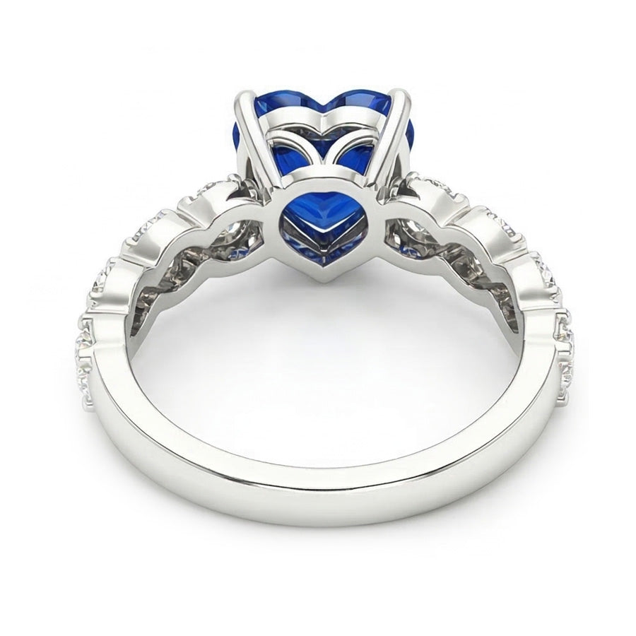 natural round sapphire 2.50ct ring profile view