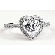 Heart Genuine Diamond Halo Ring  White Gold