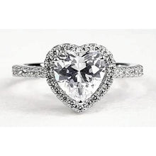 Heart Genuine Diamond Halo Ring 2.40 Carats White Gold