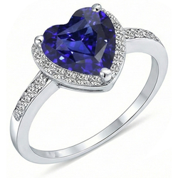 Natural Sapphire Ring 4ct - White Gold 14K