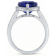 natural round sapphire 4ct ring on white background