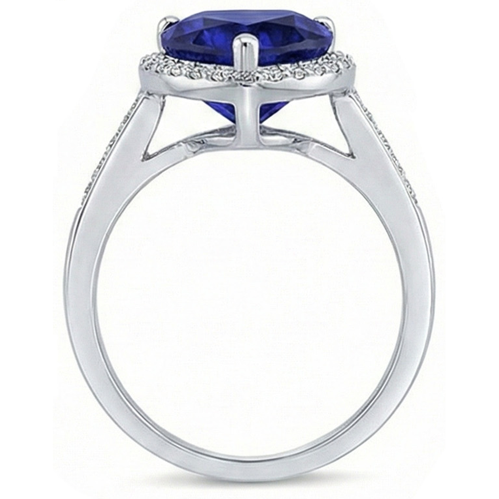 natural round sapphire 4ct ring on white background