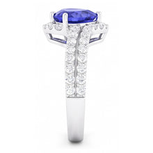 Heart Halo Light Blue Sapphire Ring 4.50 Carats Double Shank Jewellery