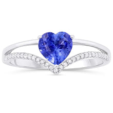 Heart Natural Earth Mined Diamond Jewellery Light Blue Sapphire Ring 2 Carats Gold 14K