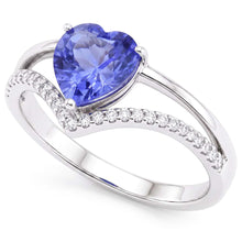 Heart Natural Earth Mined Diamond Jewellery Light Blue Sapphire Ring 2 Carats Gold 14K