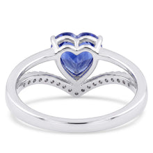 Heart Natural Earth Mined Diamond Jewellery Light Blue Sapphire Ring 2 Carats Gold 14K