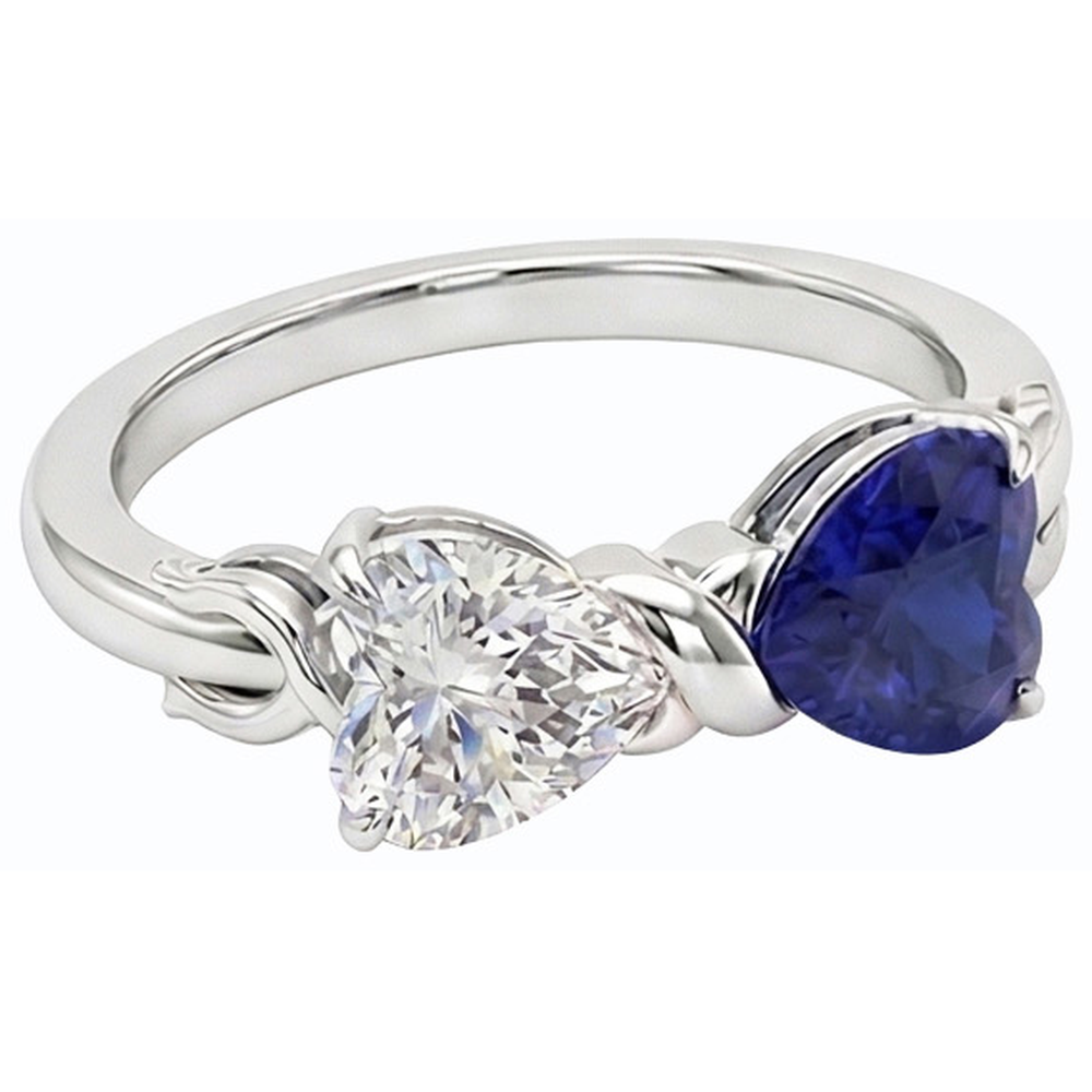 natural heart sapphire 3ct ring front view