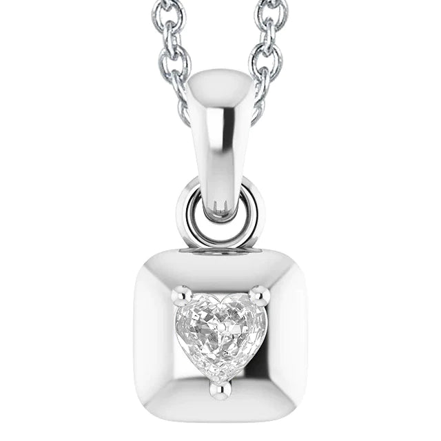 Heart Old Mine Cut 1.50 Carats Natural Diamond Pendant White Gold 14K