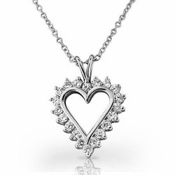 Heart Pendant Necklace 4 Ct Sparkling Genuine Round Cut Diamonds