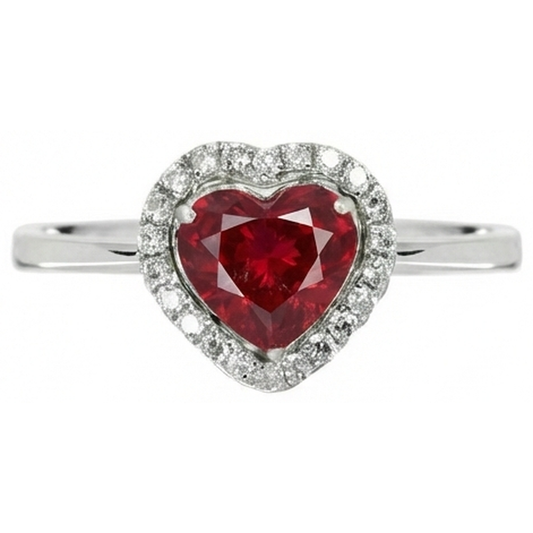 Heart Ruby And Natural Earth Mined Diamond Wedding Ring Jewellery 3.35 Carats