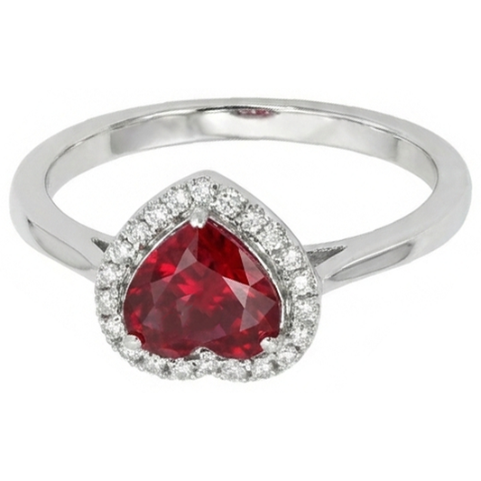 Heart Ruby And Natural Earth Mined Diamond Wedding Ring Jewellery 3.35 Carats