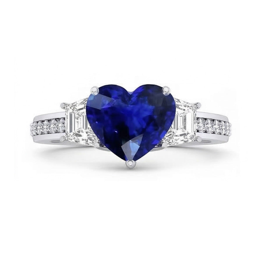 natural round sapphire 4.50ct ring front view