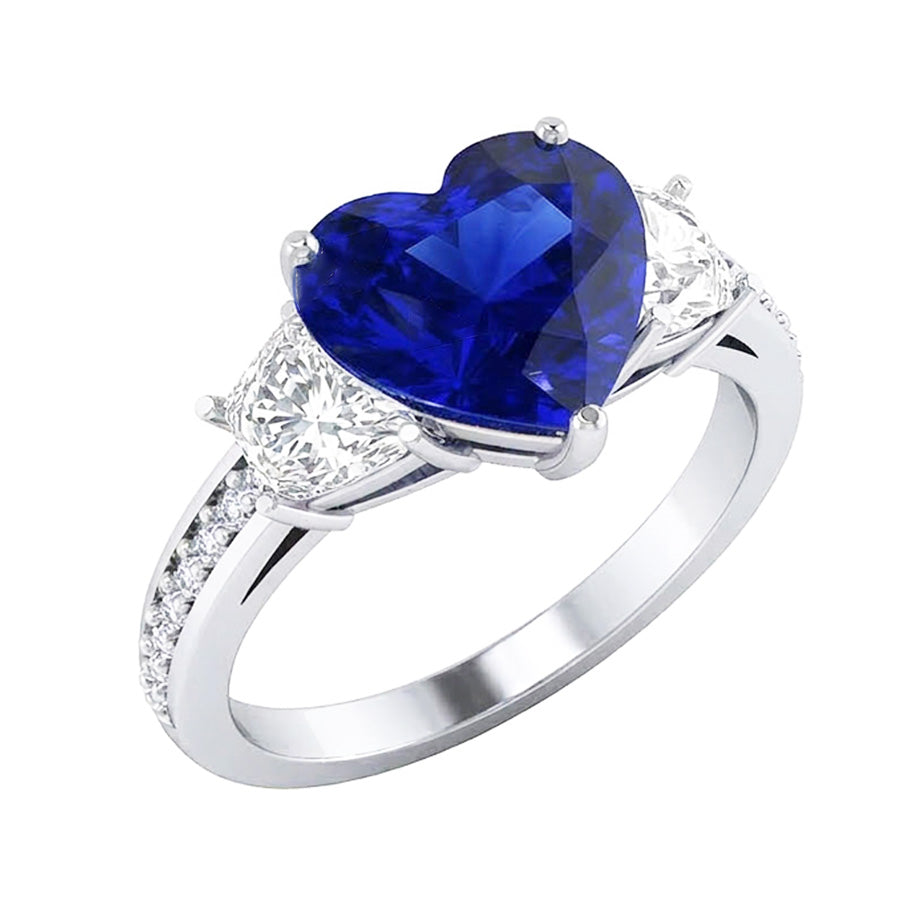 natural round sapphire 4.50ct ring profile view