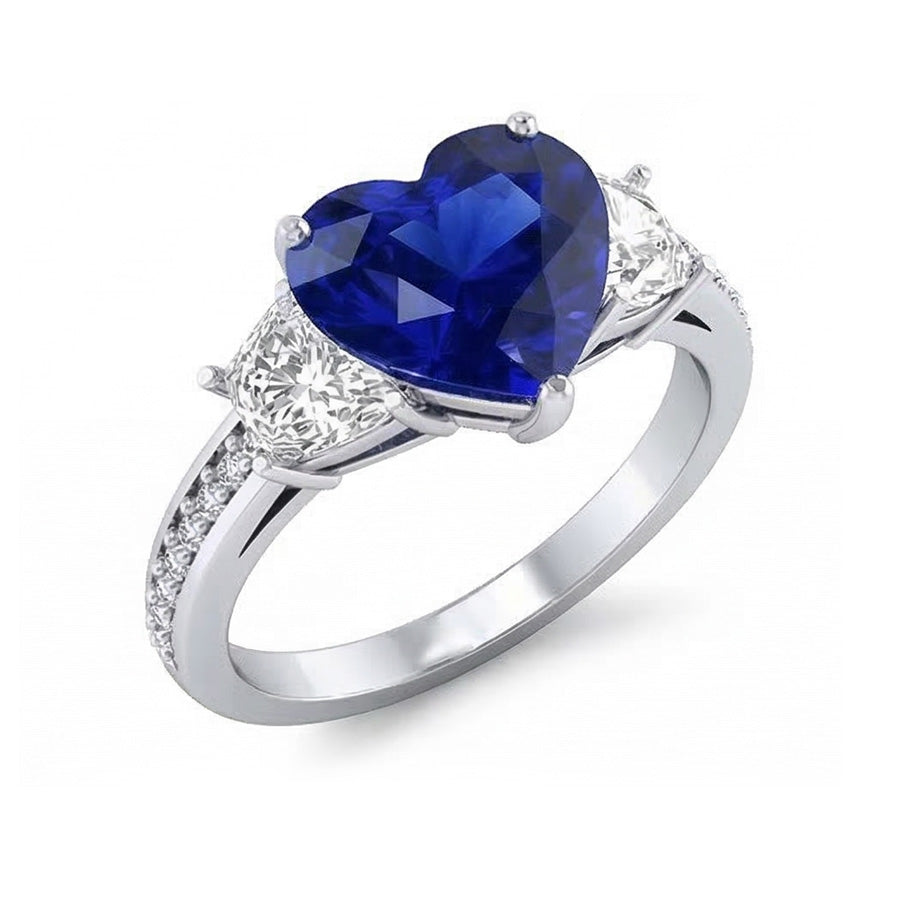 natural round sapphire 4.50ct ring side angle