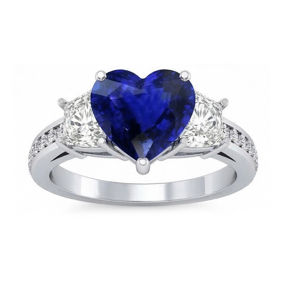 natural round sapphire 4.50ct ring close up detail