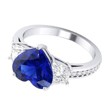 natural round sapphire 4.50ct ring with diamond accents