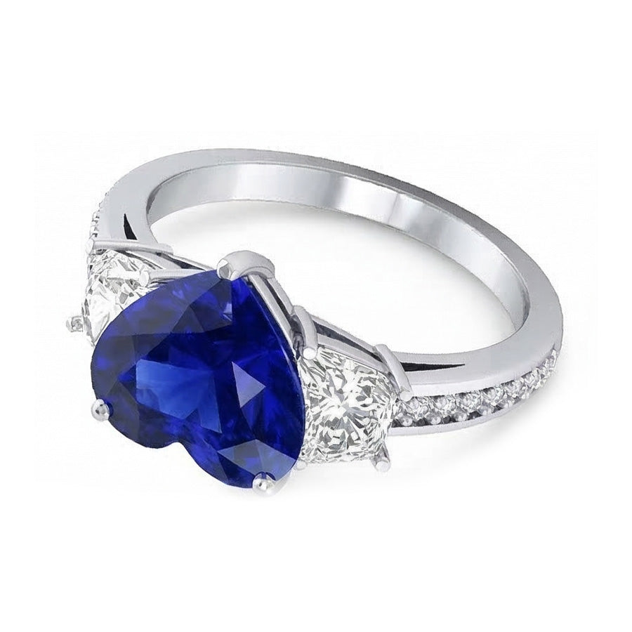 natural round sapphire 4.50ct ring top view
