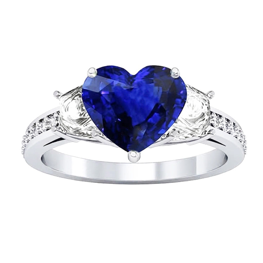natural round sapphire 4.50ct ring band detail