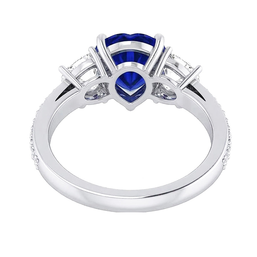 natural round sapphire 4.50ct ring three quarter angle