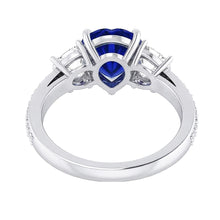 natural round sapphire 4.50ct ring three quarter angle