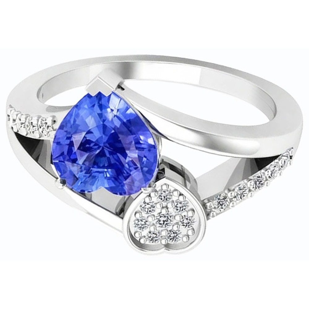 Heart Sapphire Gemstone Ring 2.50 Carats Natural Earth Mined Diamond Split Shank Gold
