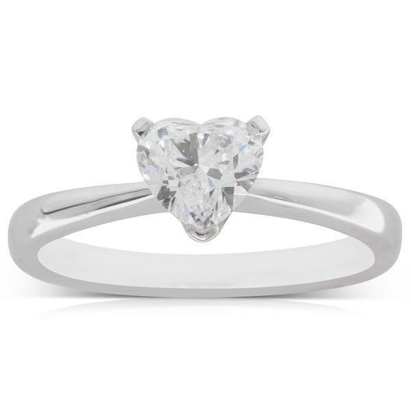 Heart Shape 1.75 Carat Real Diamond Solitaire Ring White Gold 14K