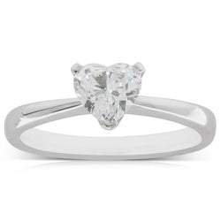 Heart Shape 1.75 Carat Real Diamond Solitaire Ring White Gold 14K