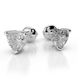 Heart Shape 3.00 Carats Real Diamonds Women Studs Earrings White Gold 14K