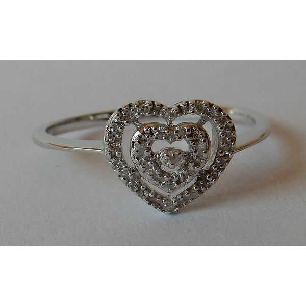 Heart Shape Double Row Real Diamonds Halo Ring 0.50 Carats White Gold 14K