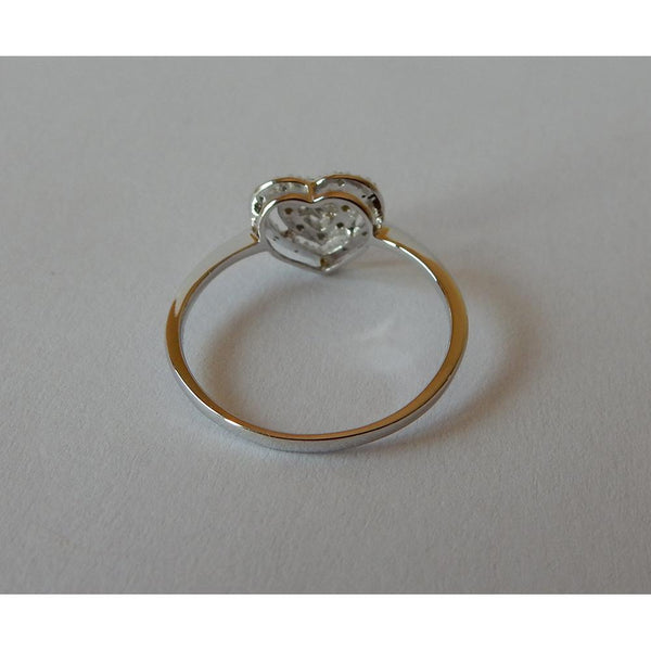 Heart Shape Double Row Real Diamonds Halo Ring 0.50 Carats White Gold 14K