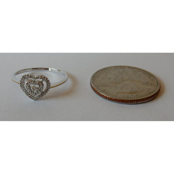 Heart Shape Double Row Real Diamonds Halo Ring 0.50 Carats White Gold 14K