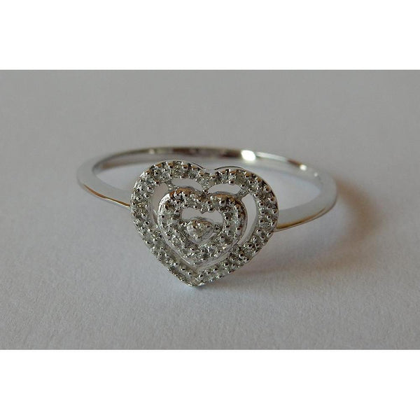 Heart Shape Double Row Real Diamonds Halo Ring 0.50 Carats White Gold 14K