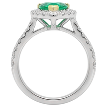 Heart Shape Fine Emerald ring in 14 Karat Two Tone Gold – top view