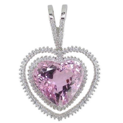 Heart Shape Kunzite Diamond Pendant
