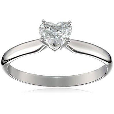 Heart Shape Natural 1.25 Carat Solitaire Diamond Wedding Ring White Gold