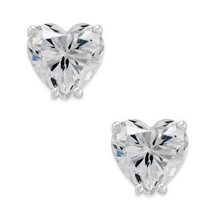Heart Shape Natural Diamonds Stud Earrings 3.50 Ct White Gold 14K