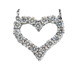 Heart Shape Pendant Necklace 2.40 Ct Real Round Cut Diamonds White Gold 14K