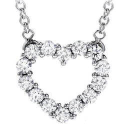 Heart Shape Pendant Necklace 2.80 Ct. Round Cut Real Diamonds Gold White